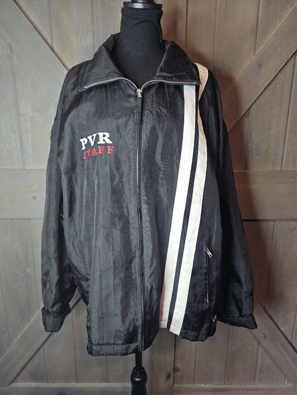 Vintage No Fear PVR Staff Black Track Jacket sz XL